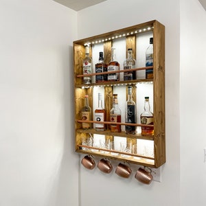 Liquor Shelf Whiskey Rack Home Bar Shelves Bourbon Display Liquor Cabinet Wine Shelf Wooden Shelves for Kitchen Etsy