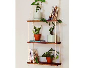 Tiered Wall Shelf | Tiered Hanging Shelf | Rope Shelves | Hanging Planter | Floating Shelves | Boho Hanging Planter