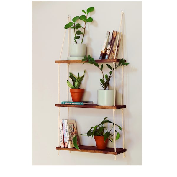 Tiered Wall Shelf | Tiered Hanging Shelf | Rope Shelves | Hanging Planter | Floating Shelves | Boho Hanging Planter