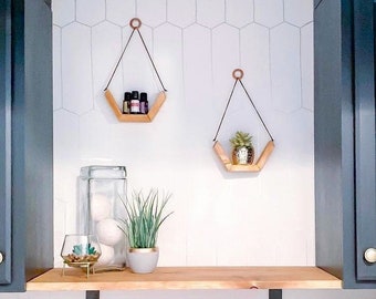 Small Hanging Shelves [Set of 2] | Succulent Hanger | Boho Plant Hanger | Succulent Shelf | Succulent Planter | Mini Hanging Shelf