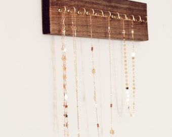 Wall Necklace Holder | Hanging Jewelry Organizer | Wood Jewlery Hanger | Wall Jewelry Storage | Necklace Hanger with hooks