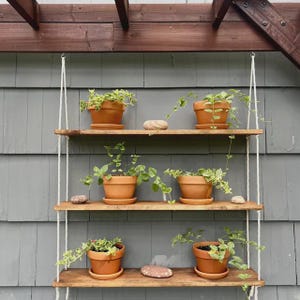 Window Plant Shelf | Hanging Window Shelf {3 tiered} | Window Floating Shelves | Tiered Wall Shelf | Hanging Planter | Hanging Rope Shelves image 3
