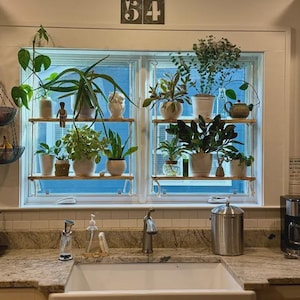 Hanging Window Shelves | Window Plant Shelf {2 Tiered} | Window Floating Shelves | Tiered Wall Shelf | Tiered Planter | Rope Shelves image 4