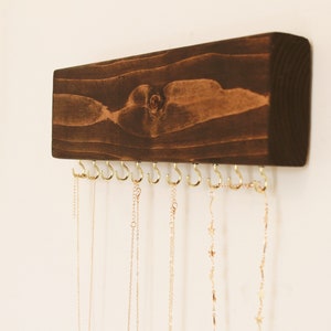 Wood Necklace Holder | Hanging Jewelry Organizer | Wall Jewelry Hanger | Wood Jewelry Storage | Necklace Hanger With Hooks