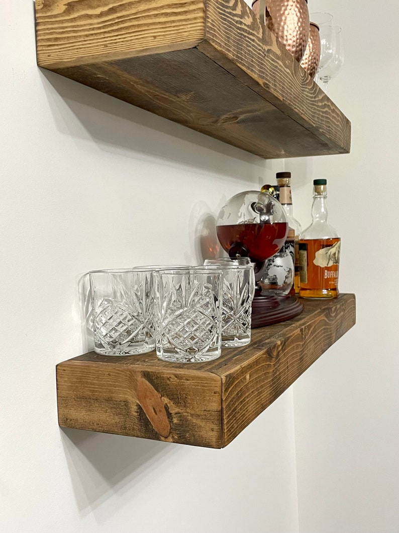 Bar Shelf | Wine Rack | Whiskey Shelf | Wood Floating Shelves | Kitchen ...