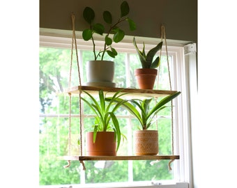 Hanging Window Shelves | Window Plant Shelf {2 Tiered} | Window Floating Shelves | Tiered Wall Shelf | Tiered Planter | Rope Shelves