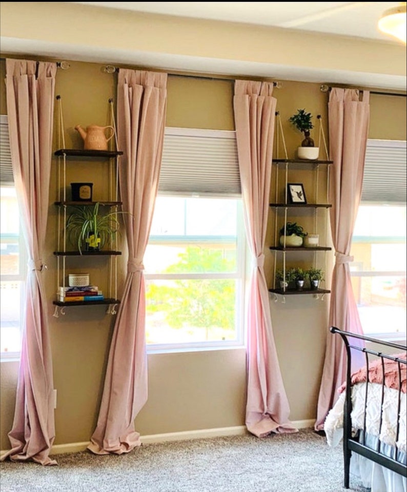 Window Plant Shelf | Tiered Plant Shelf {4 Tier} | Window Floating Shelves | Hanging Planter | Boho Hanging Planter | Rope Shelves image 9