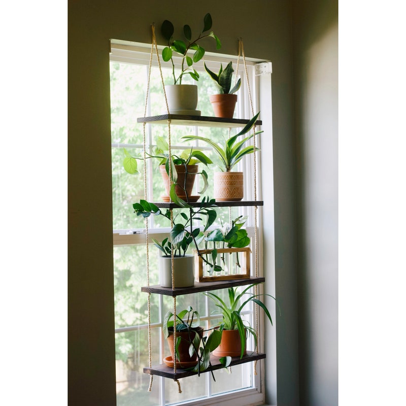 Rope and Wood Plant Stand - Etsy