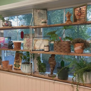 Window Plant Shelf | Hanging Window Shelf {3 tiered} | Window Floating Shelves | Tiered Wall Shelf | Hanging Planter | Hanging Rope Shelves image 11