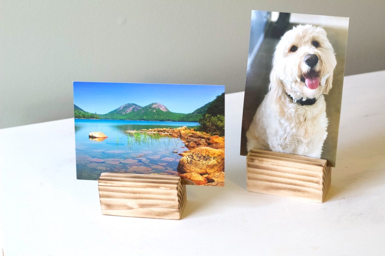 Wood Photo Stand Picture Holder Polaroid Frame Wood Place Card Holder Photo Display Wedding Table Photo Decor Number Holder image 4