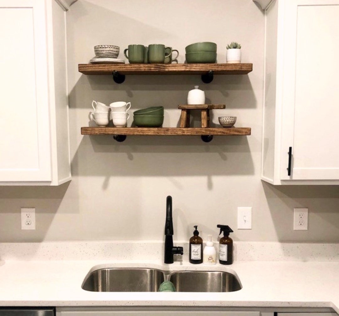 Kitchen Floating Shelf | Farmhouse Shelf | Rustic Wood Shelves ...