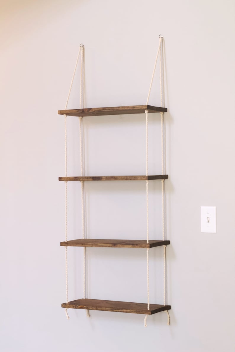 Window Plant Shelf | Tiered Plant Shelf {4 Tier} | Window Floating Shelves | Hanging Planter | Boho Hanging Planter | Rope Shelves image 3
