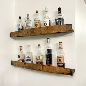 Staafplank whiskyvat | Plank voor bourbonvaten | Rustieke drankplank | Whiskyrek | Whisky-displayplank | Drankenkast
