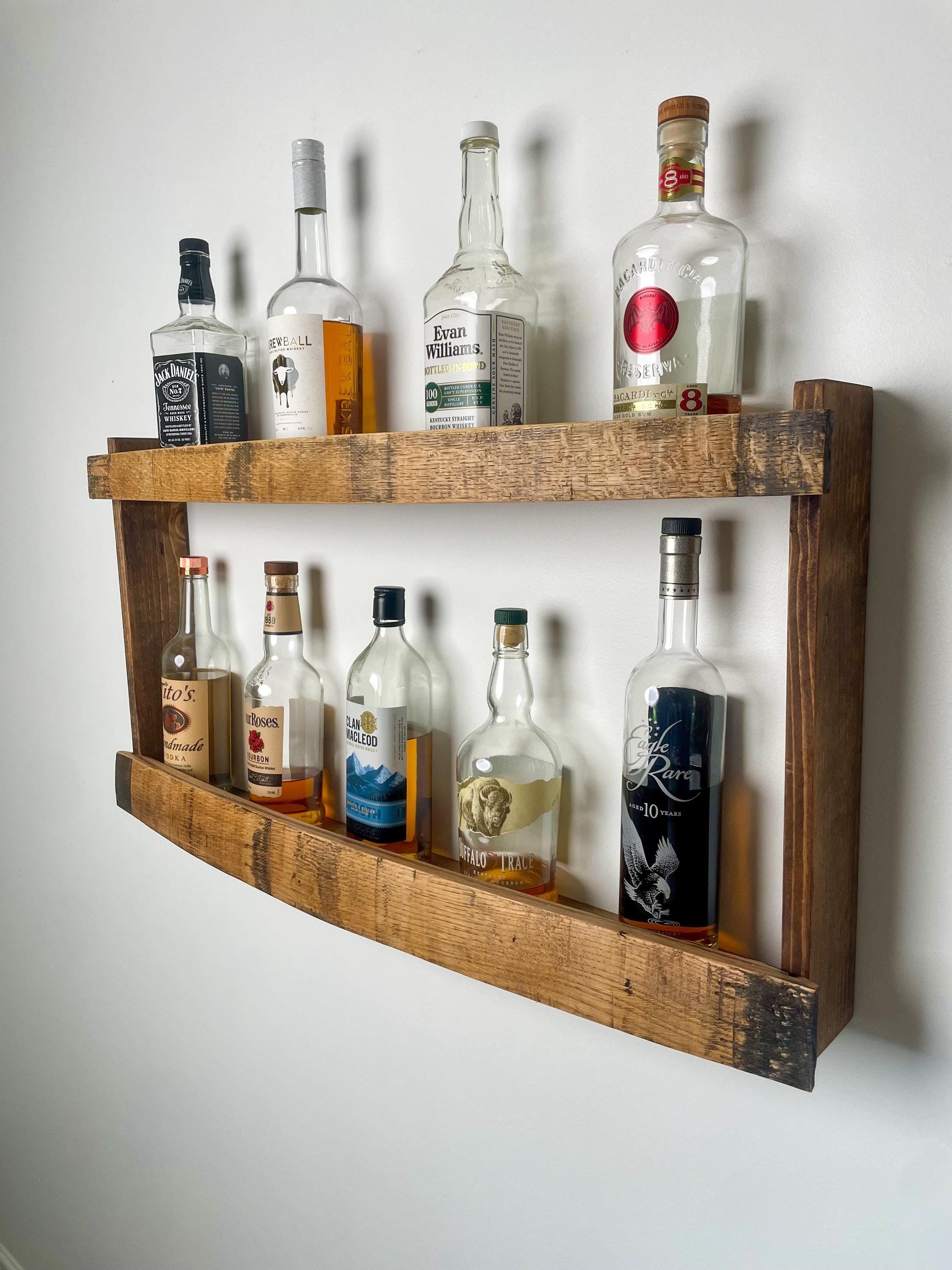 Étagère Murale Jack Daniel's - Bois Massif Et Métal - 80cm - Faite Main