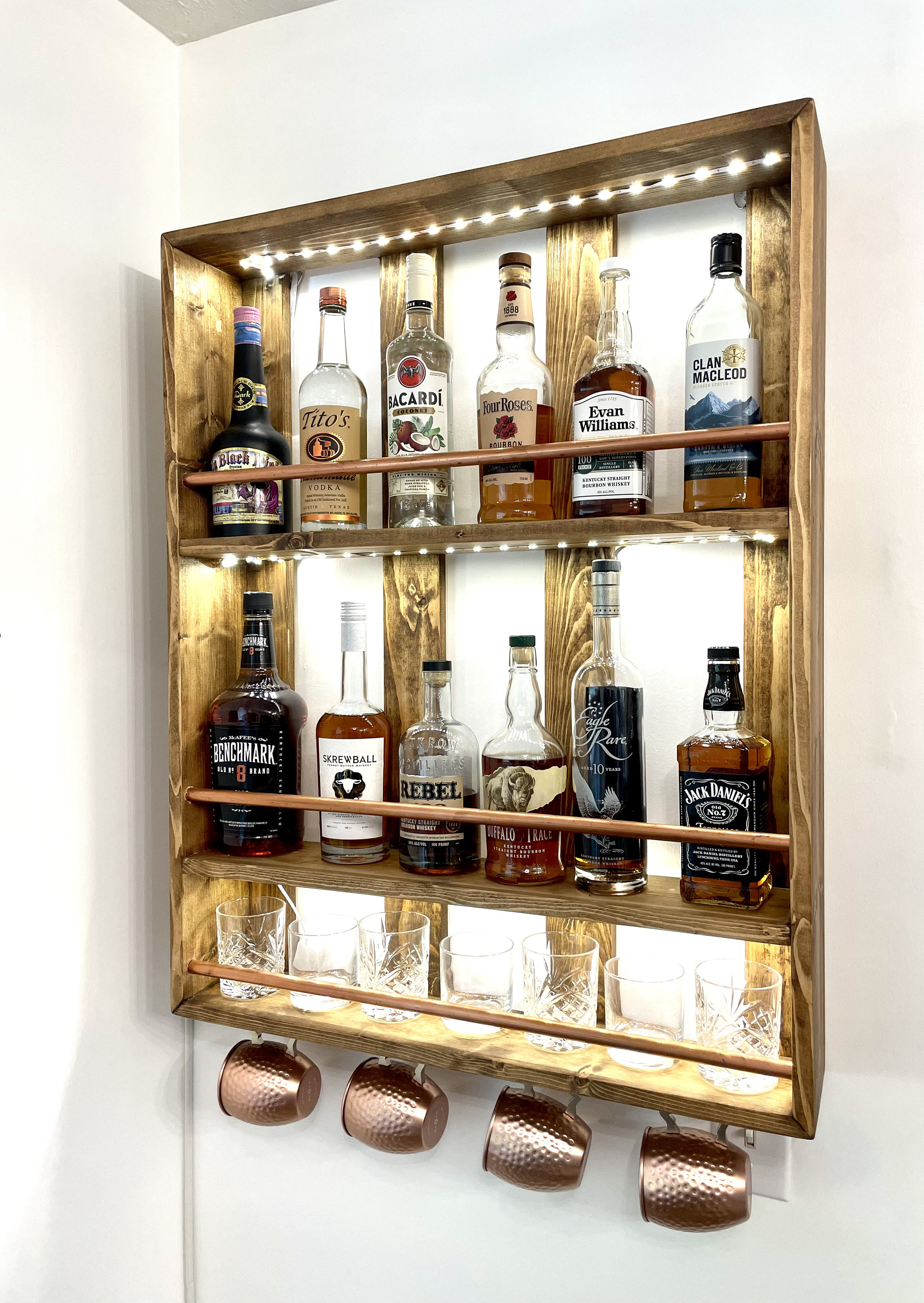 Liquor Shelf Whiskey Rack Home Bar Shelves Bourbon Display Liquor