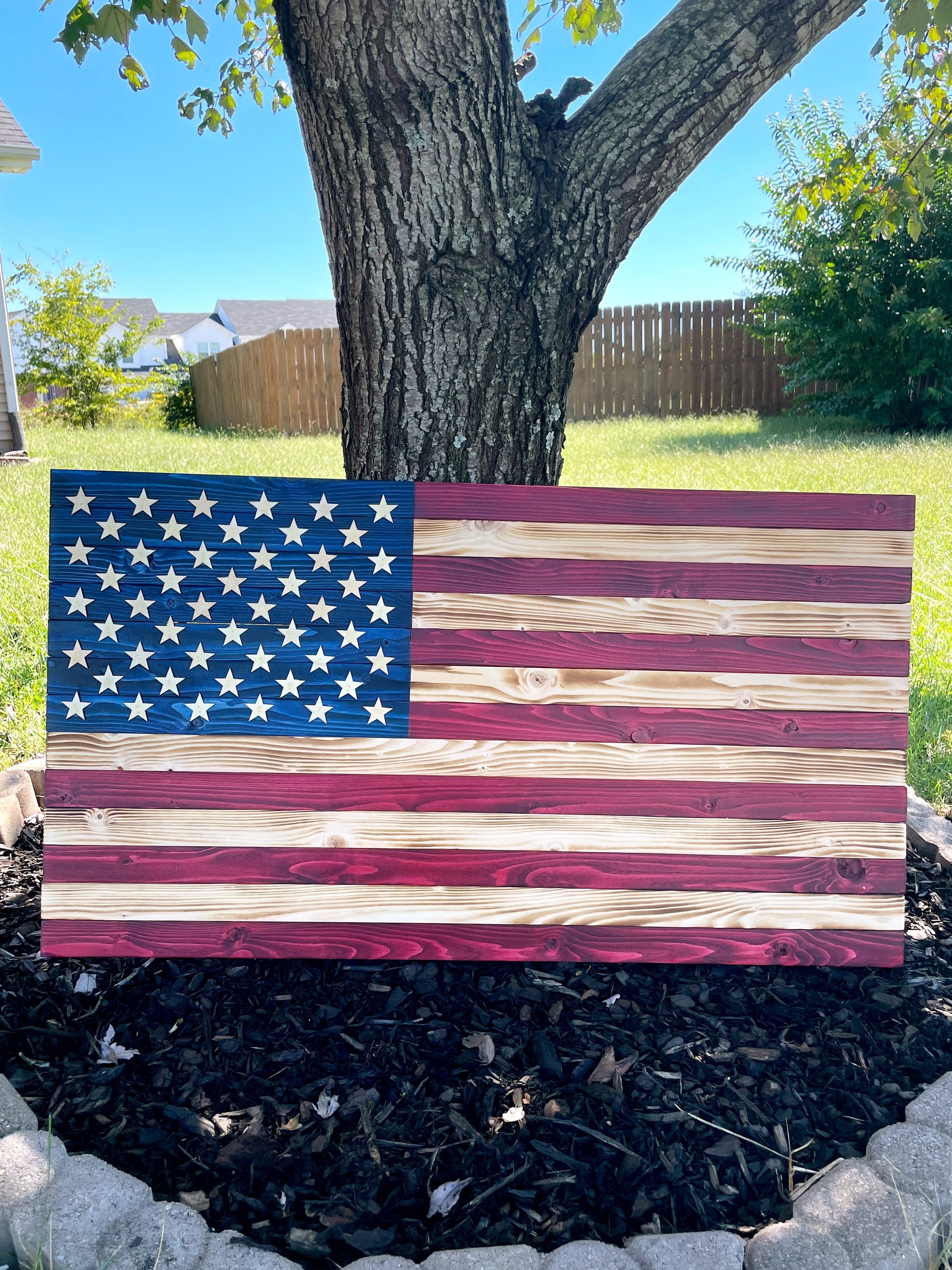 Holzschild Mit US-Flagge – 12,7 X 12,7 Cm, Schreibtischdekoration, Inspirierend