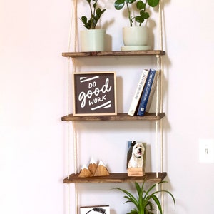 Window Plant Shelf | Tiered Plant Shelf {4 Tier} | Window Floating Shelves | Hanging Planter | Boho Hanging Planter | Rope Shelves image 2
