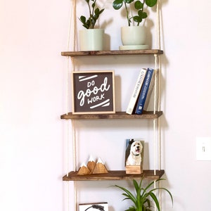 Window Plant Shelf Tiered Plant Shelf 4 Tier Window Floating Shelves Hanging Planter Boho Hanging Planter Rope Shelves image 2