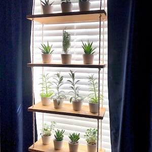 Window Plant Shelf Tiered Plant Shelf 4 Tier Window Floating Shelves Hanging Planter Boho Hanging Planter Rope Shelves image 8