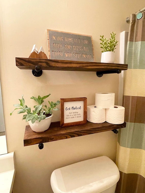 schaamte Mevrouw Imitatie Badkamer Zwevende plank Boerderij Shelf Rustieke houten - Etsy Nederland