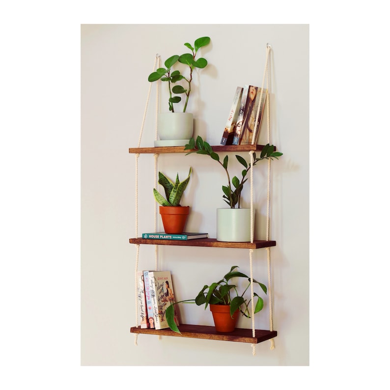 Tiered Wall Shelf Tiered Hanging Shelf Rope Shelves Etsy