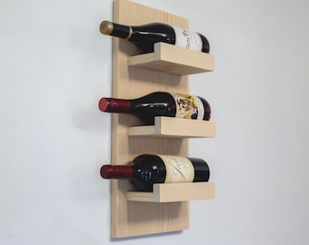 Wall Wine Rack Shelf | Wooden Wine Bottle Holder | Vertical Wine Rack | Floating Wine Storage | Kitchen Wine Display