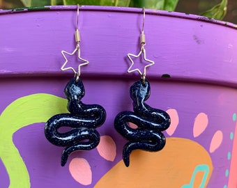 Space snakes earrings | handmade polymer clay earrings