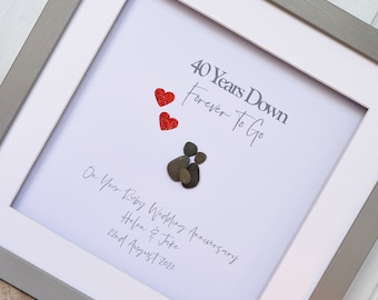 Anniversary gift, personalised anniversary pebble picture