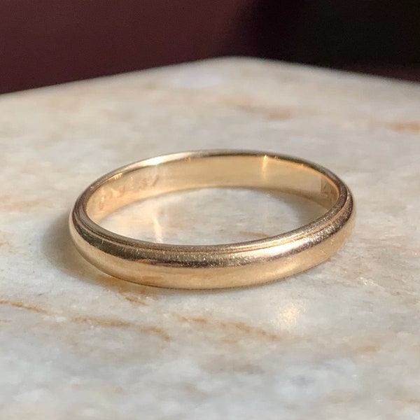 June 9 1951 Inscription / Vintage ArtCarved Solid 14k Yellow Gold Wedding Ring, Size 9 / Classic 3 mm Wide Band / Heirloom Piece