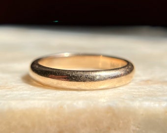 1907 Heavy Antique Solid 14K Yellow Gold Wedding Ring, Size 8.5 8 1/2 / Vintage 3.75 mm Wide Stacking Band / Quality Heirloom Piece 4.7 g