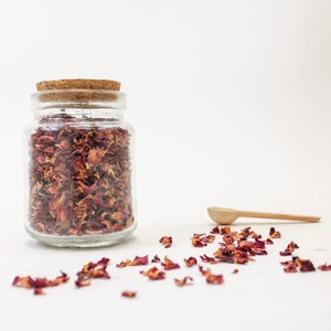 Rose petals. Dried red rose herbs botanica. Edible rose for teas, baking, and gifting.