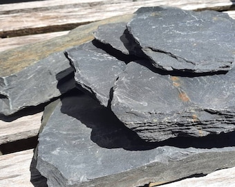 15 Lbs of Mixed Size NATURAL BLACK SLATE Aquarium /Terrarium, Garden and Craft Stone, Perfect for Reptiles, Landscapes, Gardens, and More!