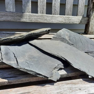 SINGLE PIECE of 10-12 Inch Natural Black Slate Aquarium /Terrarium, Garden, Craft Stone, Perfect for Reptiles, Landscapes, Gardens, and More