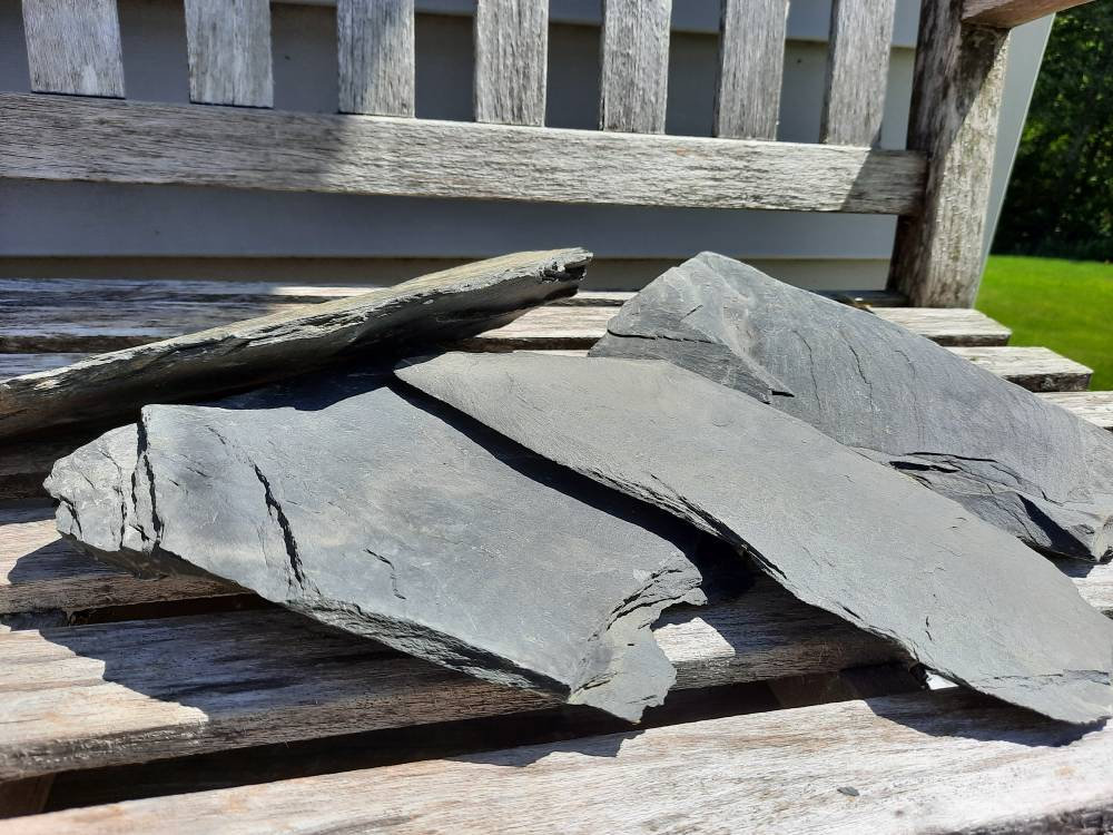 SINGLE PIECE of 10-12 Inch Natural Black Slate Aquarium /Terrarium, Garden, Craft Stone, Perfect for Reptiles, Landscapes, Gardens, and More