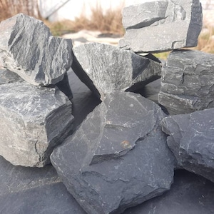 12+ Lbs of NATURAL BLACK SLATE 'Rocky Mountain Terrain' Tank Decor for Aquariums /Terrariums, Garden, Craft Stone, and More!