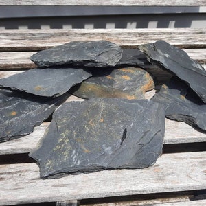 15 Lbs of 6-8 Inch NATURAL BLACK SLATE Aquarium /Terrarium, Garden and Craft Stone, Perfect for Reptiles, Landscapes, Gardens, and More!