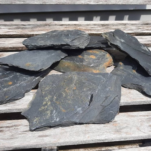 5 Lbs of 6-8 Inch NATURAL BLACK SLATE Aquarium /Terrarium, Garden and Craft Stone, Perfect for Reptiles, Landscapes, Gardens, and More!