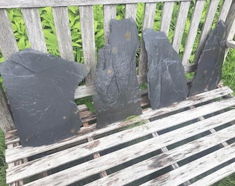 14 to 16 Inch Natural Black Slate Stone, Aquarium, Terrarium, and Garden Decor, SINGLE PIECE