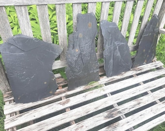16 to 18 Inch Natural Black Slate Stone, Aquarium, Terrarium, and Garden Decor, SINGLE PIECE