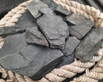 Black Slate 3+ Pounds of 1 to 3 Inch Natural Black Slate Pieces, Aquarium & Terrarium Decor