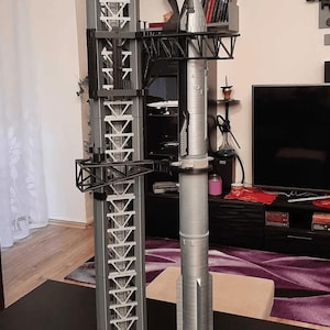 SpaceX Starship & Launch Tower Model Kit: 3D Printed 1/144 Scale DIY