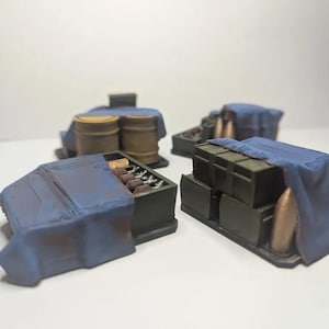Gothic Ammo Crate Terrain: 28mm Sci-Fi Tabletop Scatter, Unpainted 3D Printed Bundle