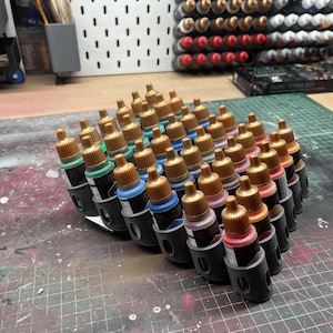 36 bottle Modular Skadis Paint Rack for Vallejo | Army Painter | Wall mounted | Ikea Skadis Compatible | stackable | easy to mount