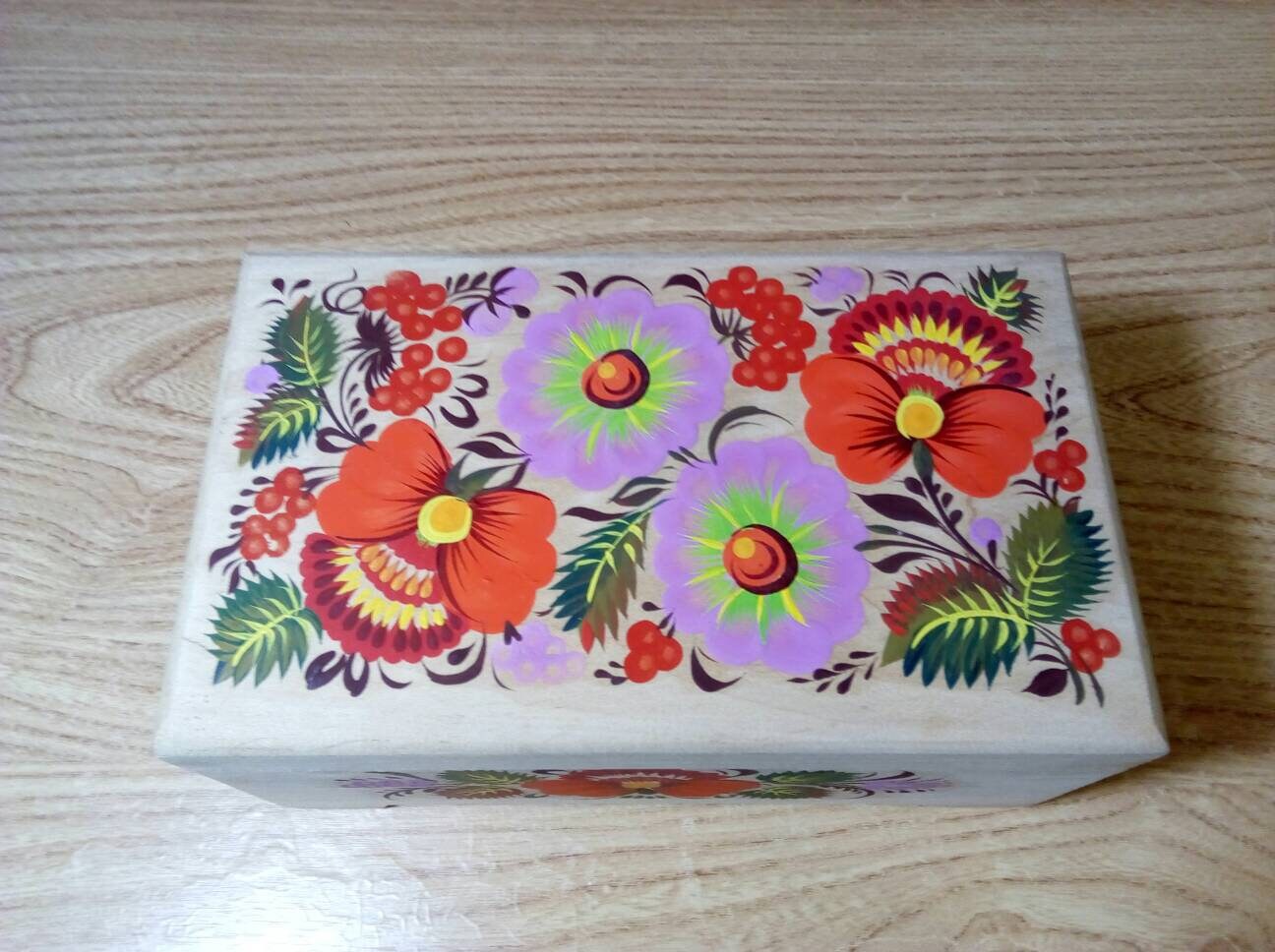 Caja de Madera N 202 con flor decorativa Ornamento. Caja de | Etsy