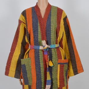 Indian Cotton Mix Assorted Patchwork Jacket, Kantha Jacket, Winter Wear Warm Jacket For Women, Quilted Long Jacket, Bridesmaid Kantha Jacket