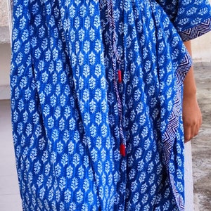 Indian Cotton Kaftan Dress Long , Beach Wear, Bridesmaid Gift Caftan ,Gift For Her , Floral Print Sleepwear , Maternity Robe ,Nursing Kaftan
