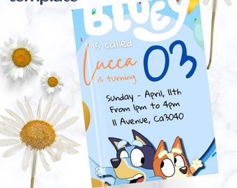 Bluey Birthday Invitation Digital Template - Boys