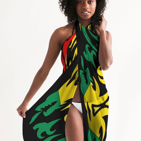 SWIMSUIT COVER-UP - Jamaica Swimsuit Cover-Up - Flowy Beach Dress -  Rasta Colors - Gift For Women - Women Long Beach Wear