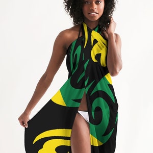 SWIMSUIT COVER UP - Rasta Colors Jamaica Swimsuit Cover Up - Flowy Beach Dress - Gift for Women - Women Long Beach Wear