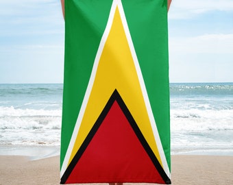 GUYANA TOWEL - Beach Bath Towels - Caribbean - Printed Super Soft Cotton Beach Towel - Beach Vacation Gift - Water-Absorbent